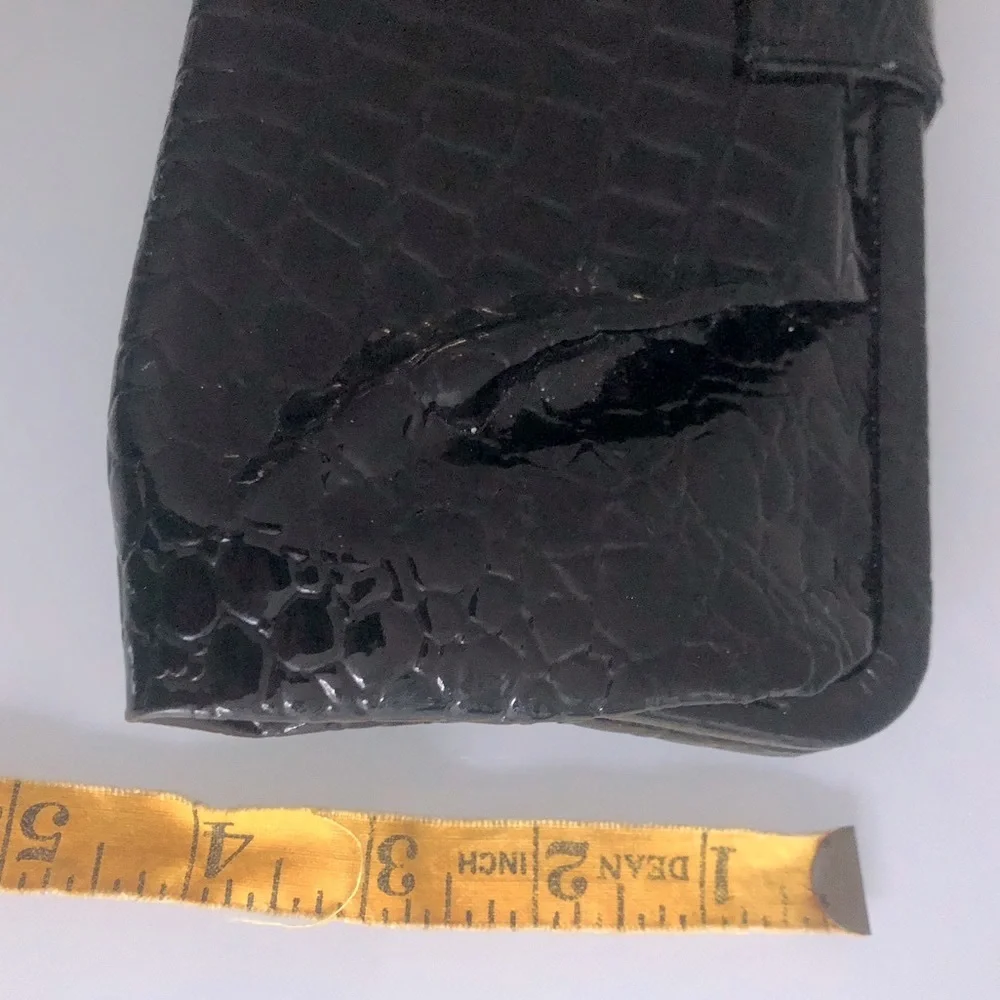 Clutch Purse Faux Black Alligator Print Vintage